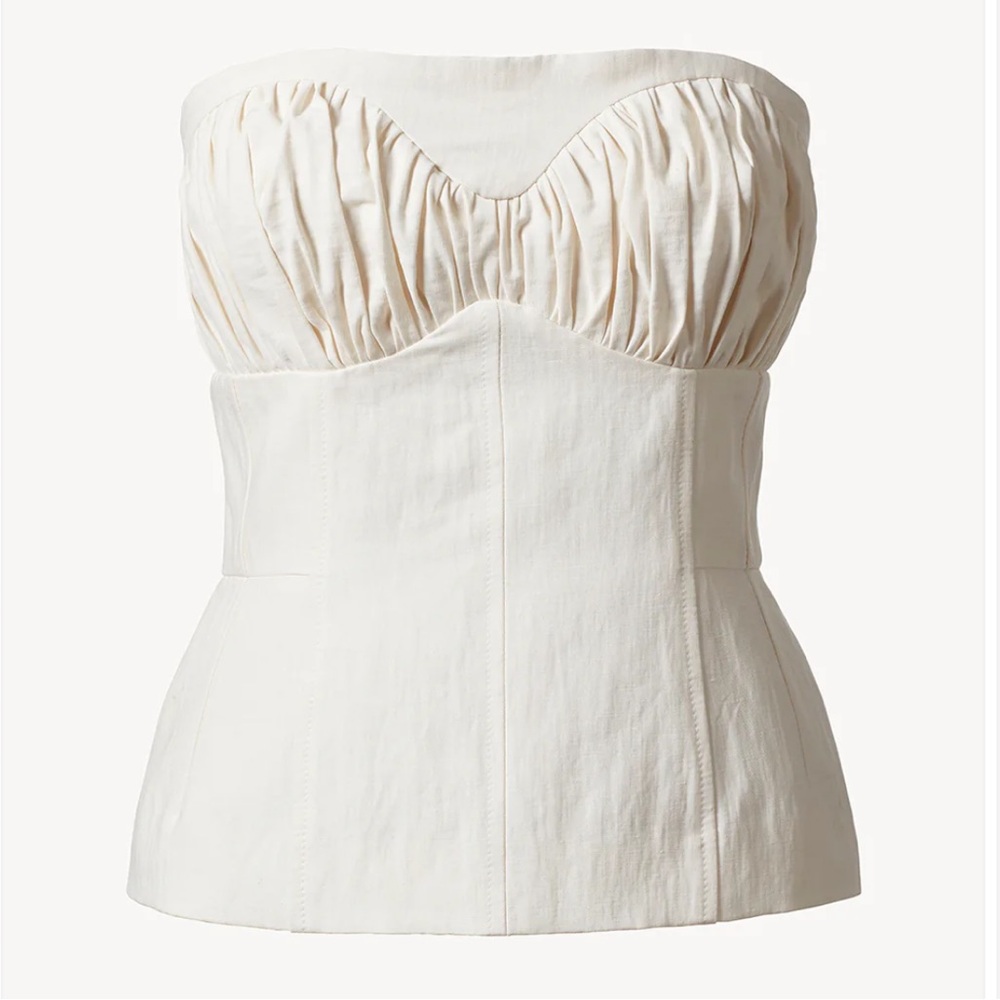 Tove Studios Ruby Natural Linen Tube Top with ruching details Size 38 size 6